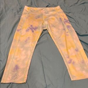 Tek Gear Yellow and Purple Tie-Dye Leggings
